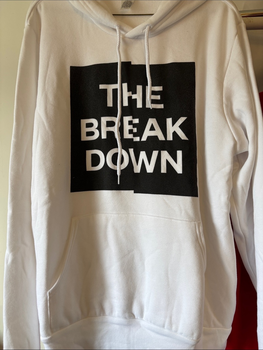 Bella Canvas White Hoodie with Black 'THE BREAKDOWN' Graphic